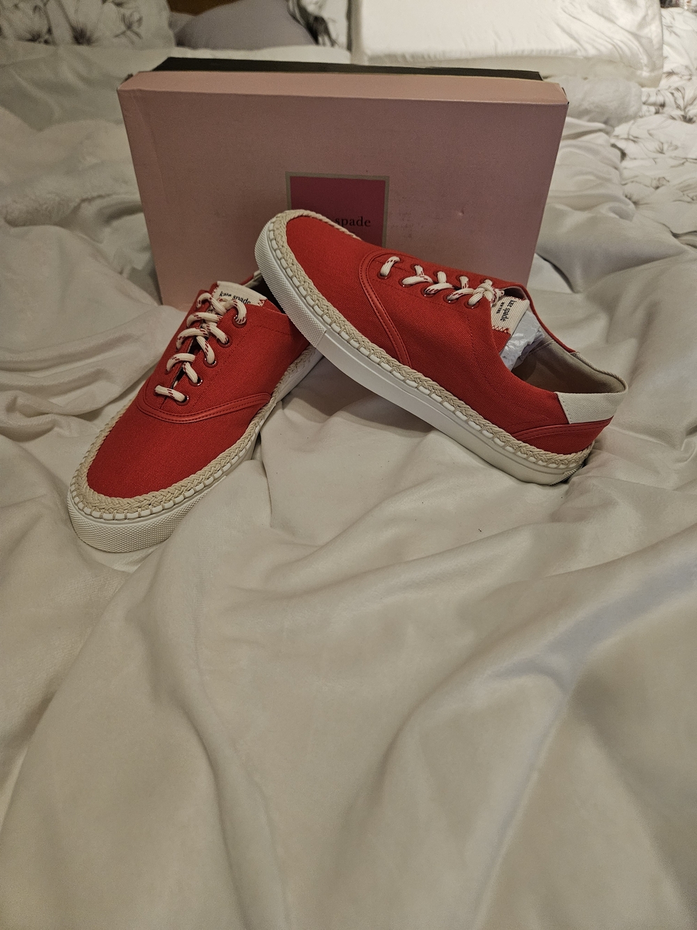 kate spade Red Canvas Lace-Up Sneakers